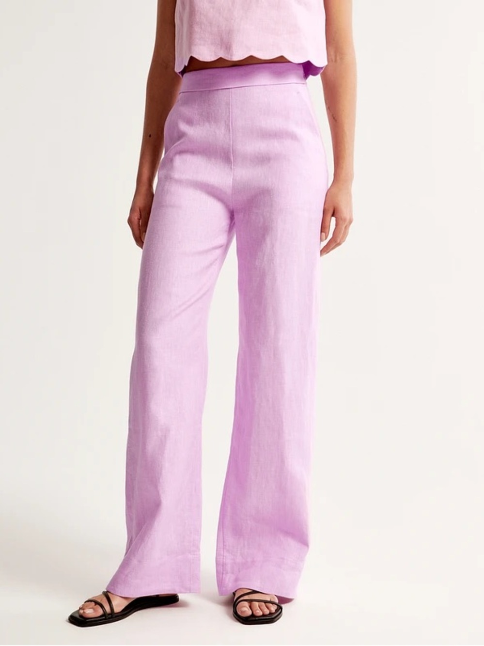 Abercrombie & Fitch Clean Waist Premium Linen Trouser Pink Size 31